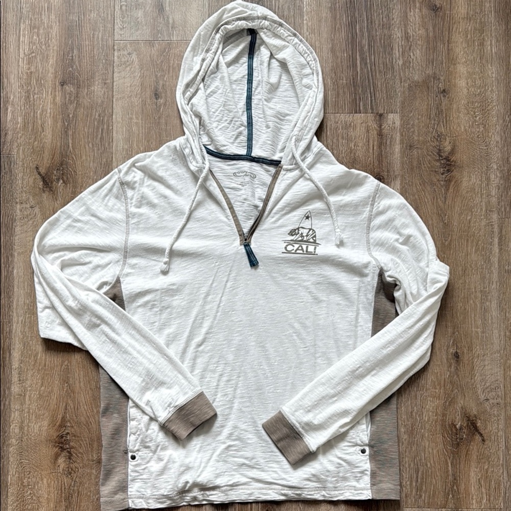 White and Tan “Cali” Soft Cotton Hooded Pullover